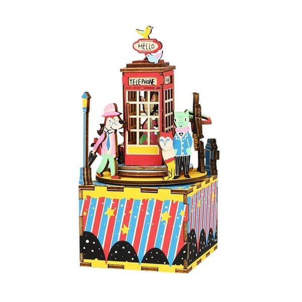 جعبه موسیقی ساختنی روبوتایم طرح کیوسک تلفن (Phone Booth AM401) — تصویر ۲