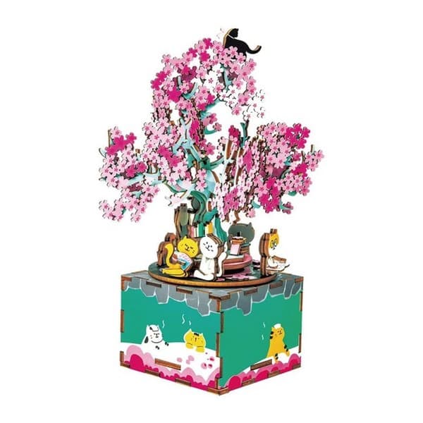 جعبه موسیقی ساختنی روبوتایم طرح شکوفه درخت گیلاس (Cherry Blossom Tree AM406) — تصویر ۲