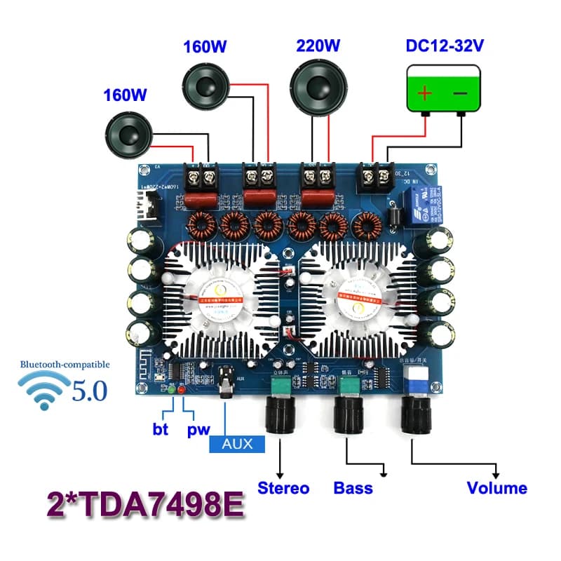 ماژول آمپلی فایر TDA7498E استریو 320 وات + 220 وات ساب — تصویر ۲