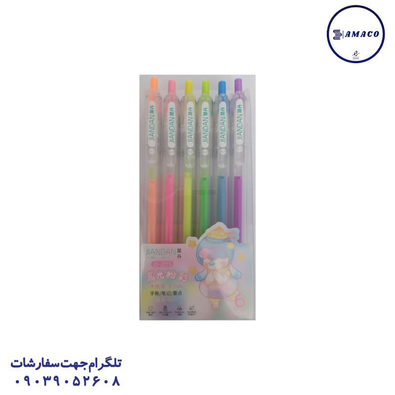 خودکار فانتزی نئون 6 رنگ فشاری 2215