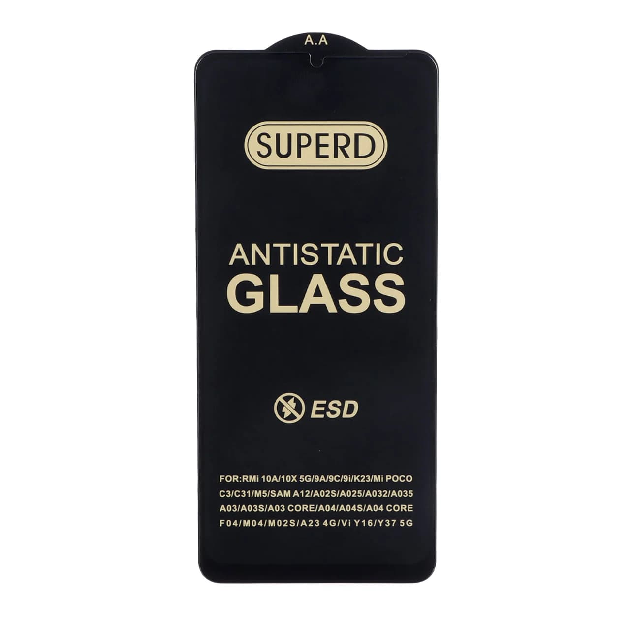 محافظ صفحه نمایش شیشه ای Full Cover SuperD Anti Static ESD مدل Samsung Galaxy A12 / A02 / A02S / A03 / A03S / A03 Core / A04 / A04S / A04E / A13 / A23 / A32 5G / M02 / M04 / M12 / M13 / M23 / M33 /F13
