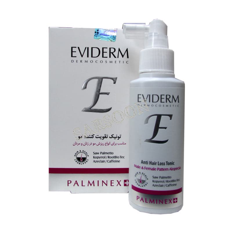تونیک تقویت کننده مو پالمینکس پلاس اویدرم Eviderm Palminex Plus Anti Hair Loss Tonic 100 ml — تصویر ۲