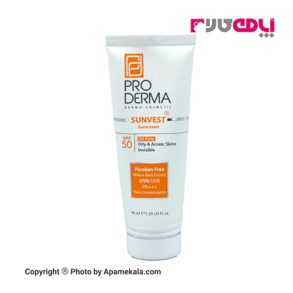 ضد آفتاب پرودرما بدون رنگ فاقد چربی spf 50