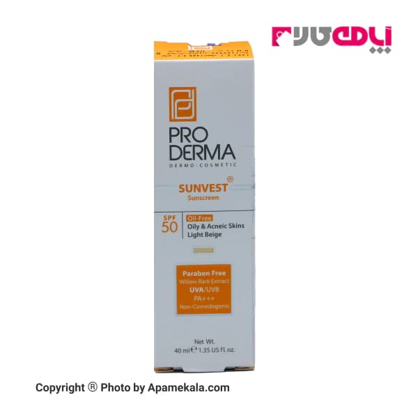 ضد آفتاب پرودرما فاقد چربی بژ روشن spf 50 — تصویر ۲