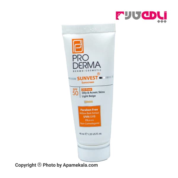 ضد آفتاب پرودرما فاقد چربی بژ روشن spf 50