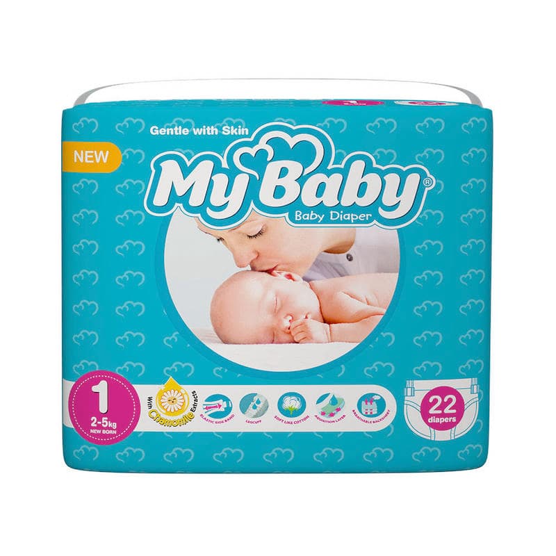 پوشک سایز ۱ مای بی بی (۲ تا ۵ کیلوگرم) حاوی عصاره بابونه My Baby Size 1 Baby Diaper With Chamomile Extract