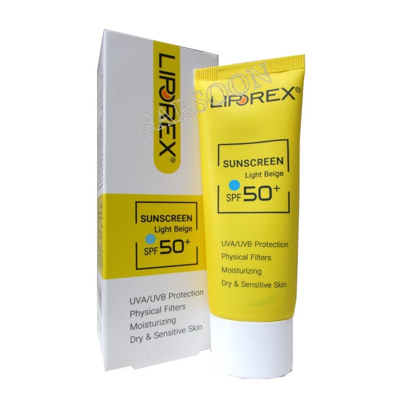 کرم ضد آفتاب لیپورکس بژ روشن مناسب پوست خشک و حساس Liporex Sunscreen Tinted For dry & sensitive Skin SPF50 Cream — تصویر ۲