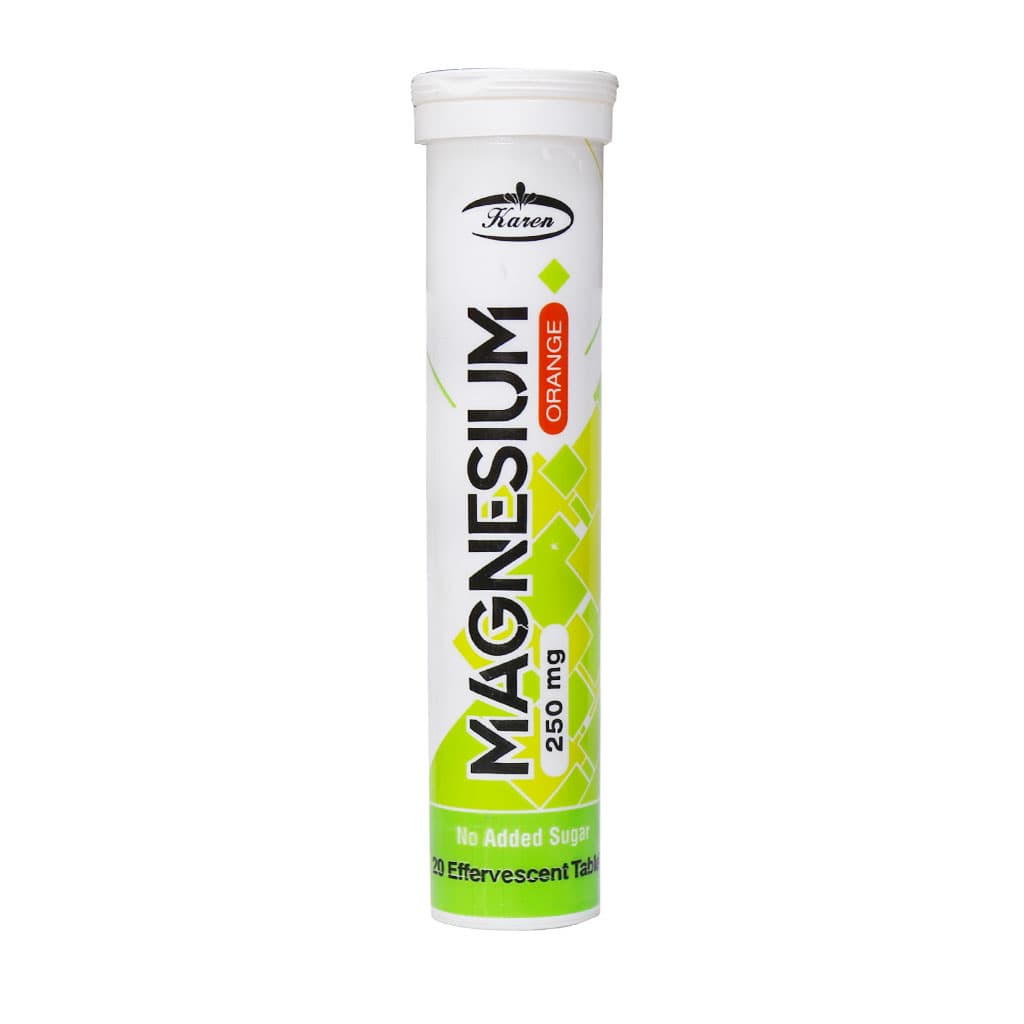 قرص جوشان منیزیم 250 میلی گرم کارن 20 عدد Karen Mangnesium 250 mg 20 Effervescent Tabs