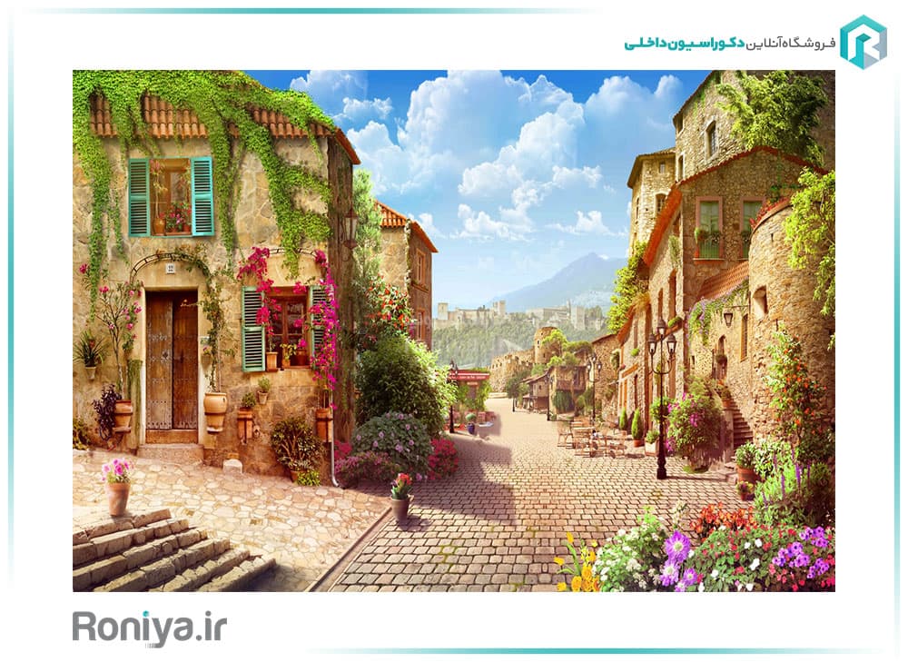پوستر دیواری سه بعدی بهار در دهکده کد NT-118