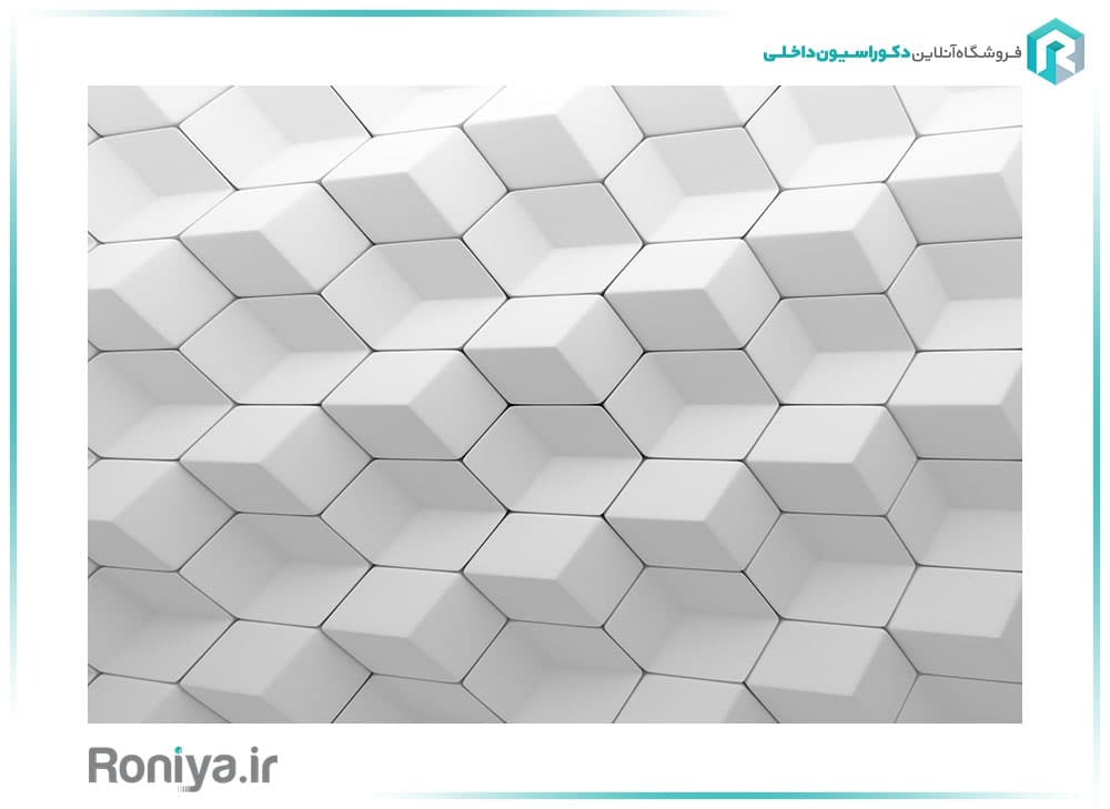 پوستر دیواری سه بعدی مربع های برجسته سفید کد 3D-023