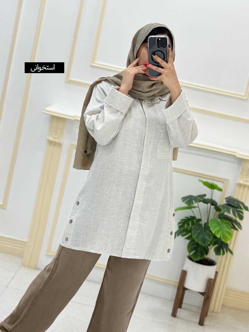 شومیز مانتویی لینن کد ۱۰۱۰۱۴۰۴ — تصویر ۳