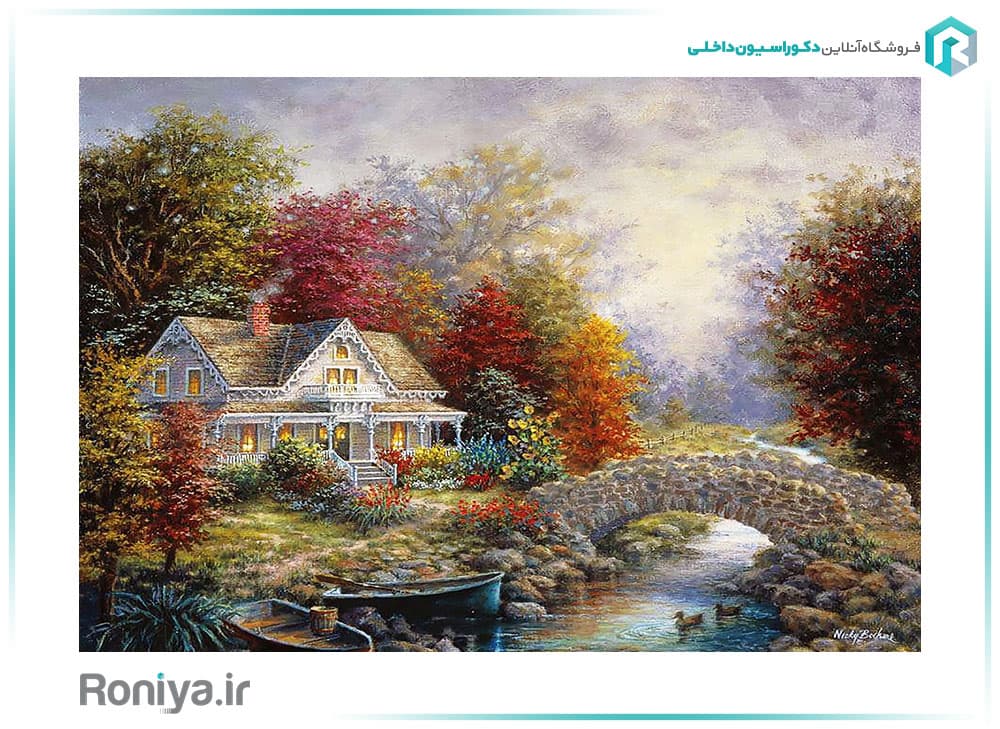 پوستر دیواری سه بعدی هنری کلبه پاییزی کد RT-001