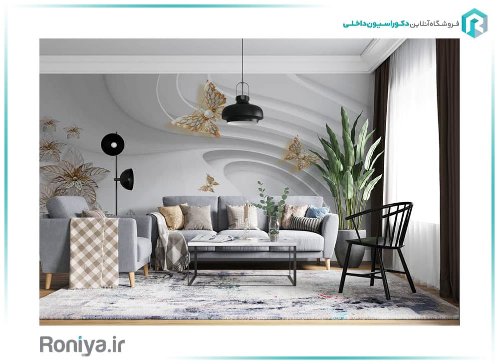 پوستر سه بعدی گل و پروانه 3DF-380