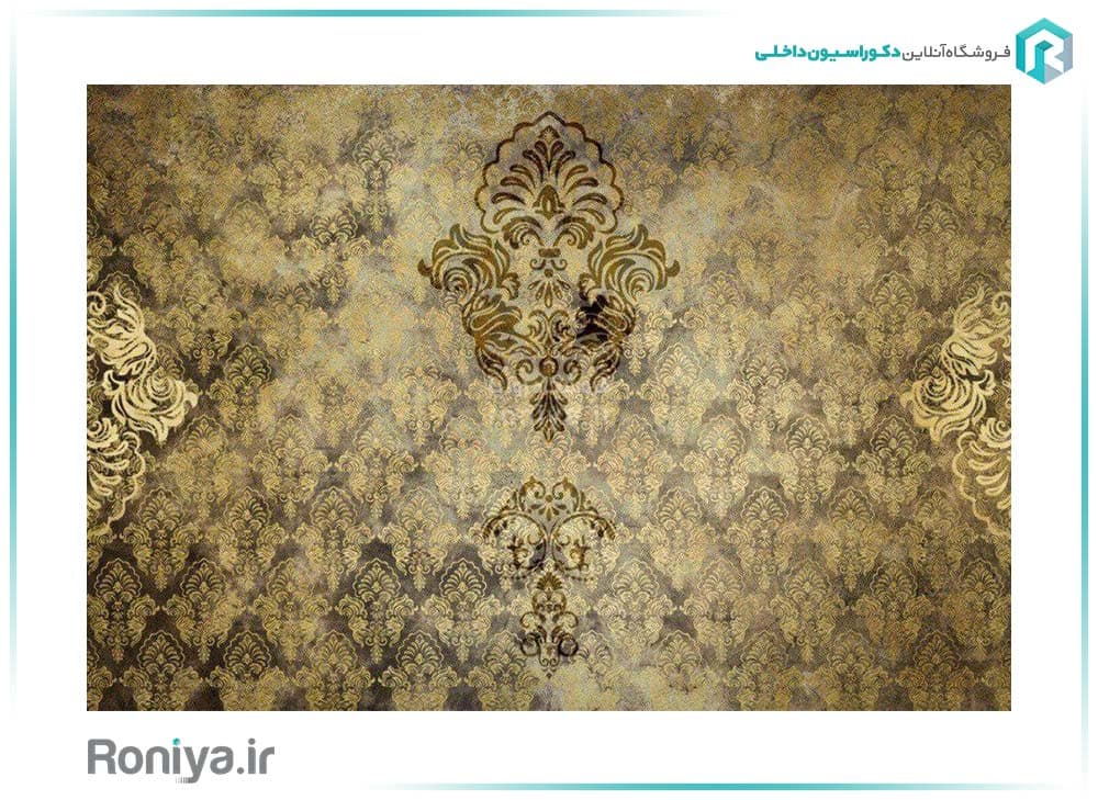 پوستر دیواری طرح داماسک طلایی D-105 — تصویر ۴