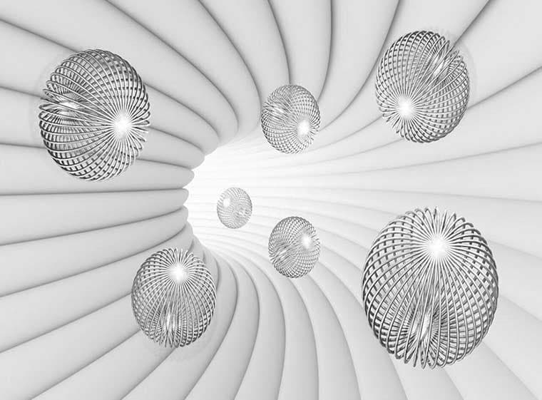 پوستر دیواری سه بعدی گوی های نقره ای کد 3D-099 — تصویر ۲