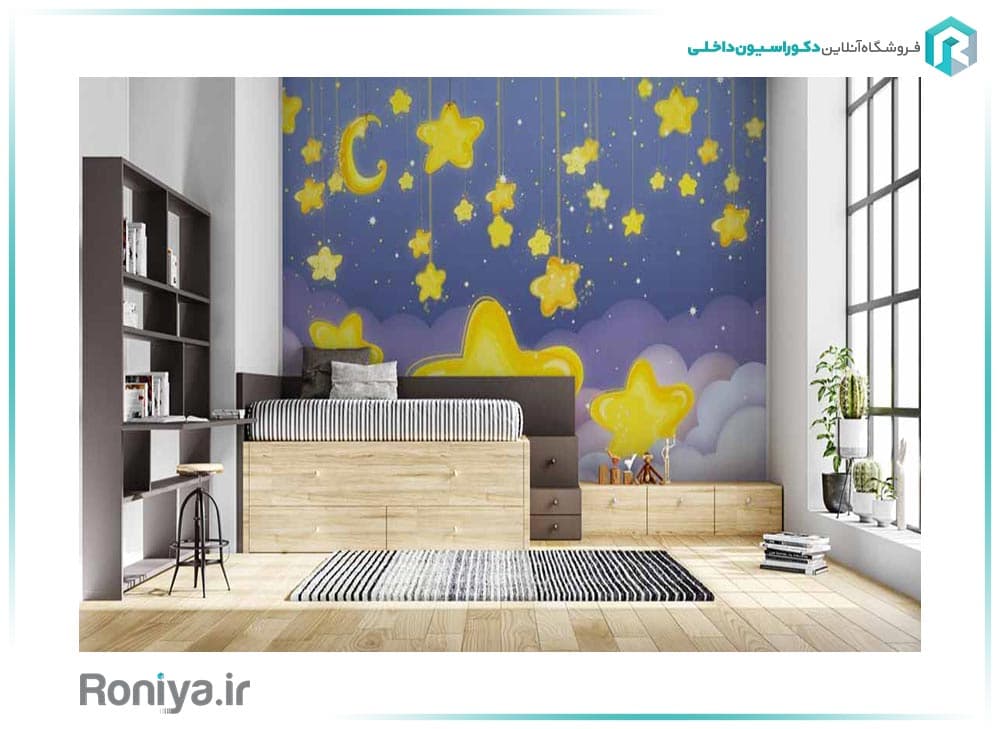 کاغذ دیواری پوستری ماه و ستاره کد CN-0110 — تصویر ۲