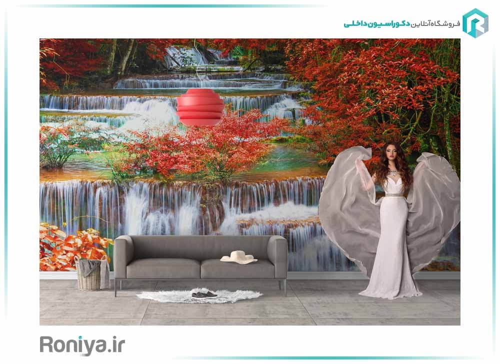 پوستر دیواری سه بعدی آبشار پاییزی کد NT-153 — تصویر ۲
