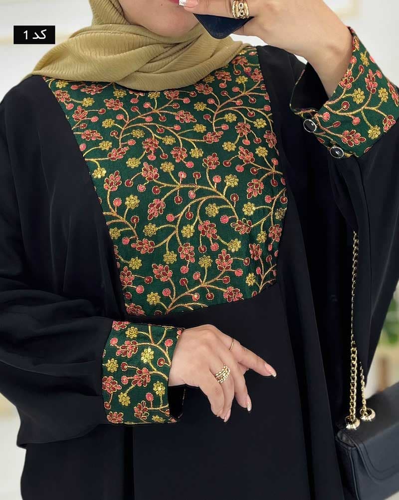 مانتوعبایی جلوخرجکار مشکی ویژه محرم کد968171