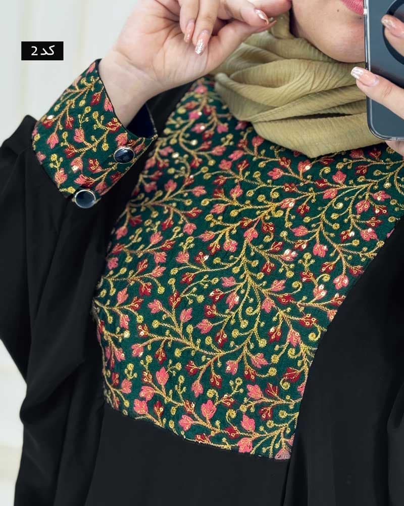 مانتوعبایی جلوخرجکار مشکی ویژه محرم کد968171 — تصویر ۳