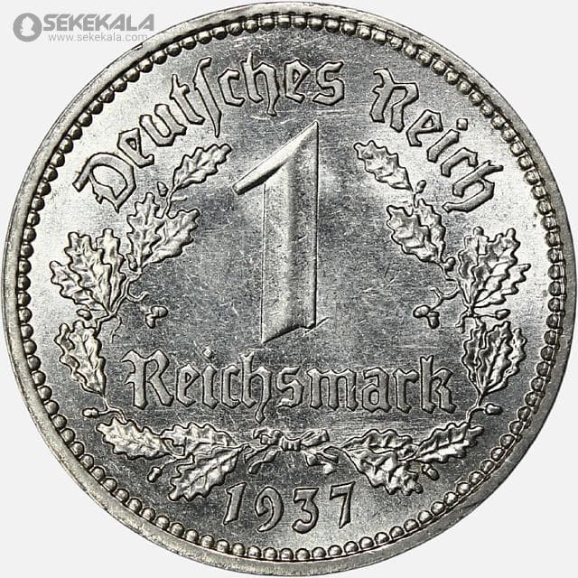 سکه 1 رایش مارک آلمان نازی 1937 A (بسیار کمیاب)(UNC)
