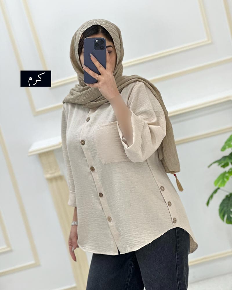 شومیز شانتون دکمه چوبی کد۳۲۶۹۶ — تصویر ۶