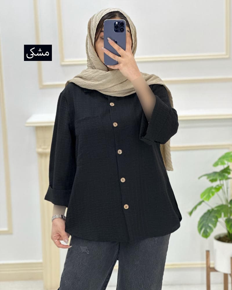 شومیز شانتون دکمه چوبی کد۳۲۶۹۶ — تصویر ۳