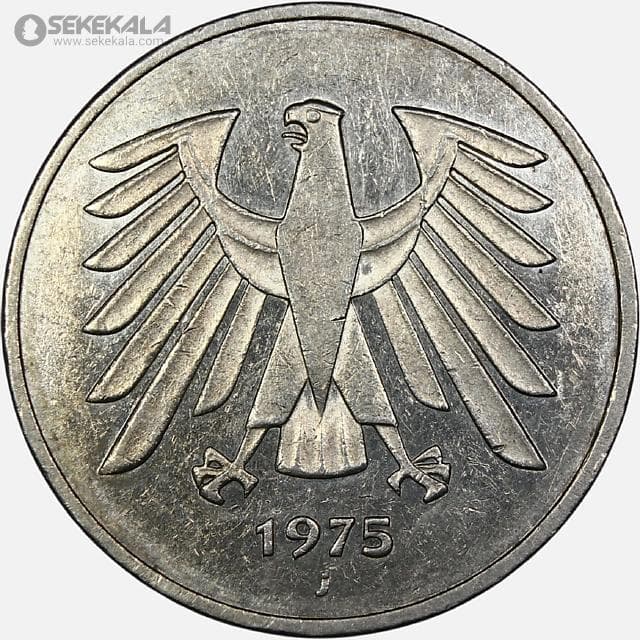 سکه 5 مارک آلمان 1975 J — تصویر ۲