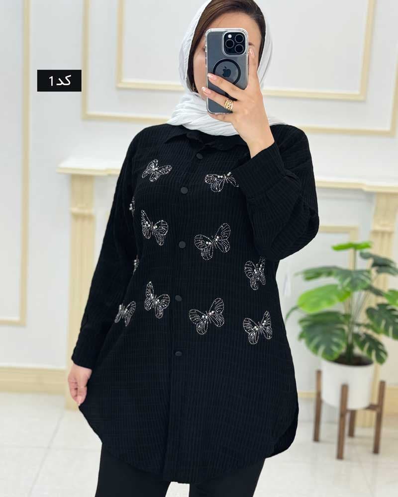 شومیزمانتویی نگینی مشکی ویژه محرم کد۹۲۵۲۶۴ — تصویر ۳
