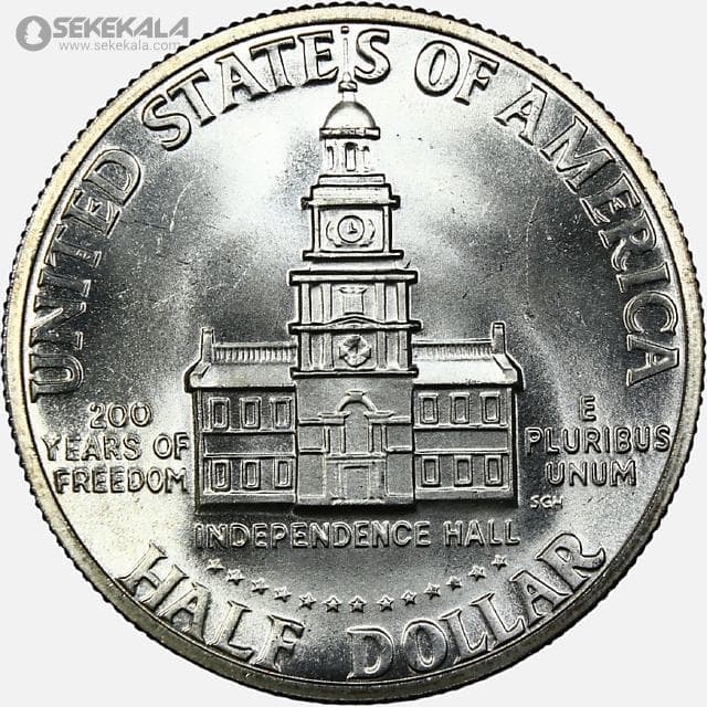 سکه نیم دلار نقره یادبودی آمریکا 1976 S (دویستمین سالگرد استقلال)(UNC)