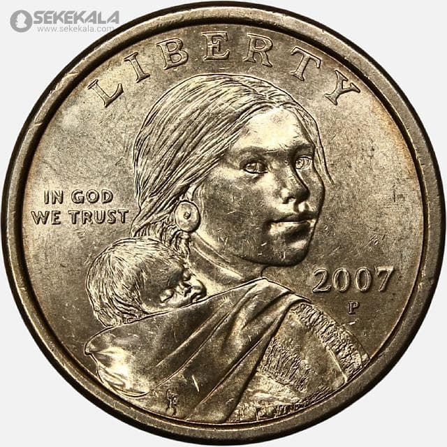 سکه 1 دلار آمریکا 2007 P (ساکاگاوا)(UNC)(تاریخ کمیاب)