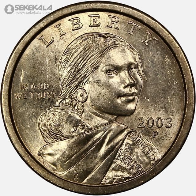 سکه 1 دلار آمریکا 2003 P (ساکاگاوا)(UNC)(تاریخ کمیاب)