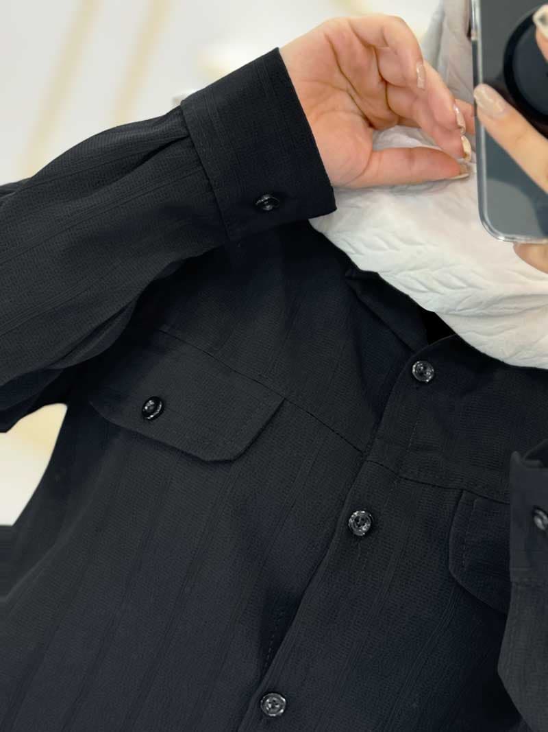 شومیزمانتویی مشکی دوجیب نما ویژه محرم کد۳۲۹۶۷۱ — تصویر ۴