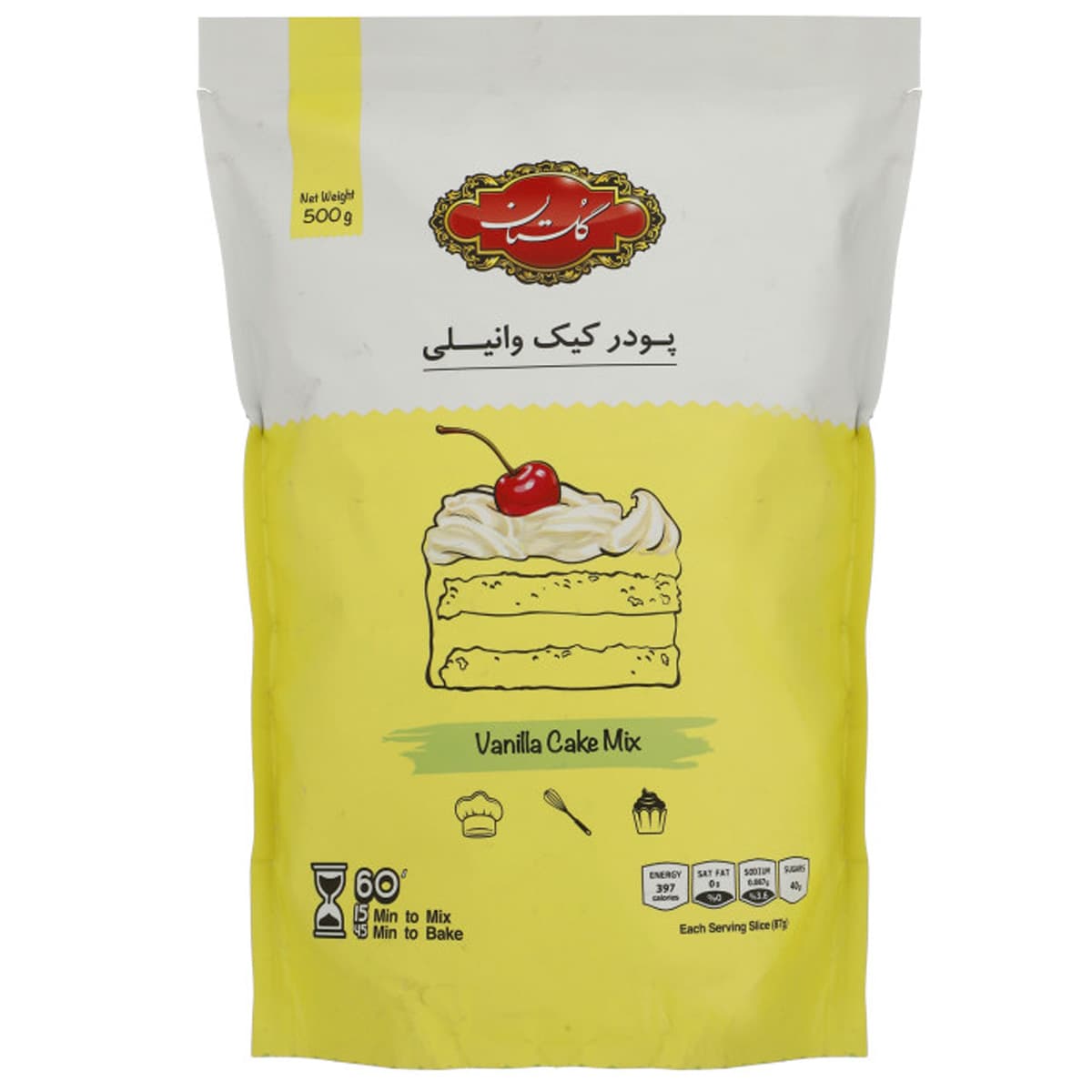 پودر کیک وانیلی سلفونی گلستان 500 گرم