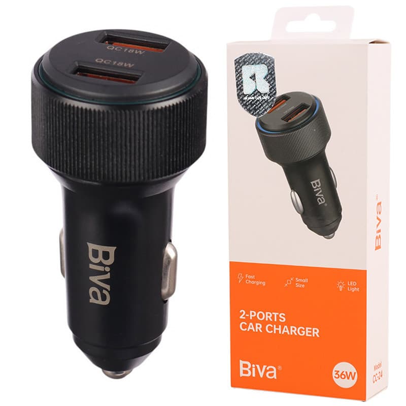 شارژر فندکی فست شارژ Biva CC-24 3A QC3.0 PD 18W