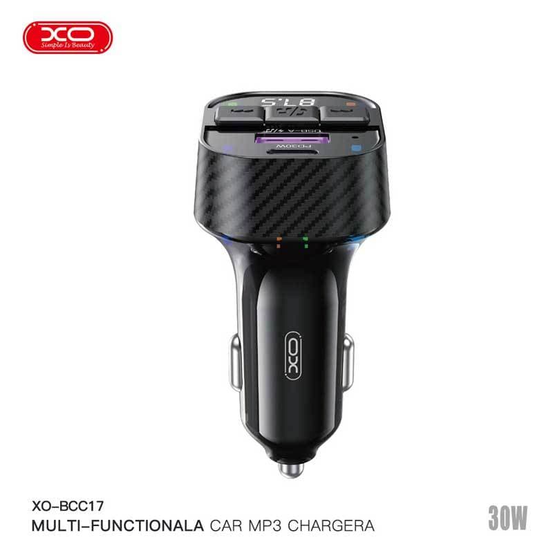 شارژر فندکی و اف ام پلیر بلوتوثی 30 وات ایکس او XO-BCC17 + کابل تبدیل تایپ سی — تصویر ۳