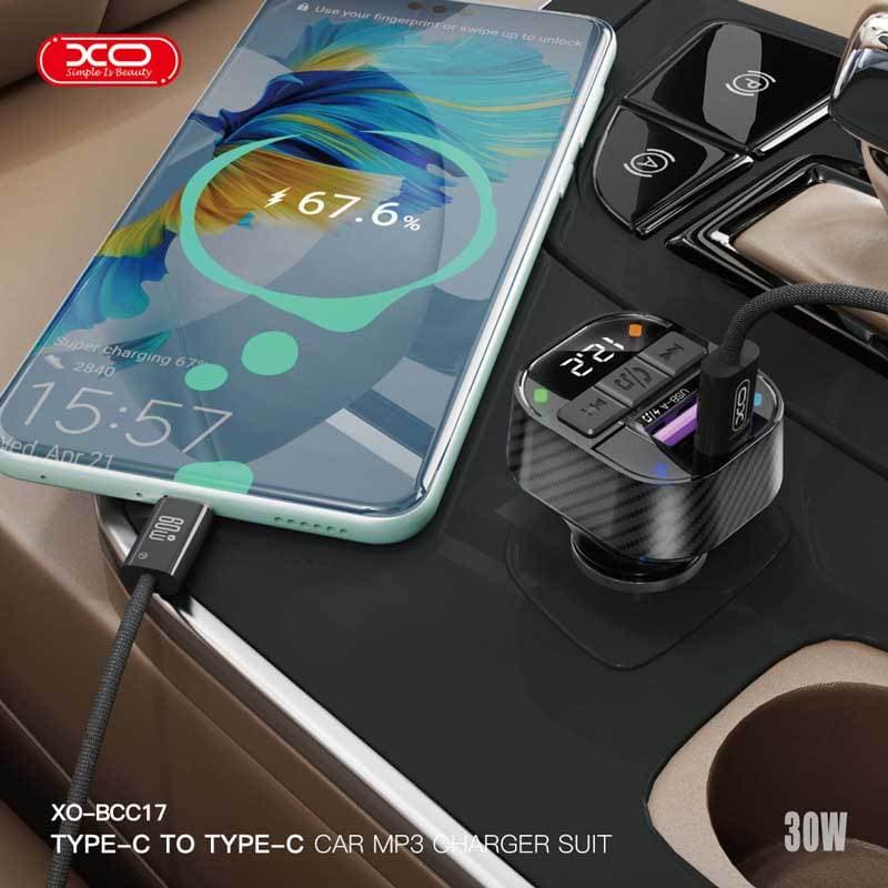 شارژر فندکی و اف ام پلیر بلوتوثی 30 وات ایکس او XO-BCC17 + کابل تبدیل تایپ سی — تصویر ۷