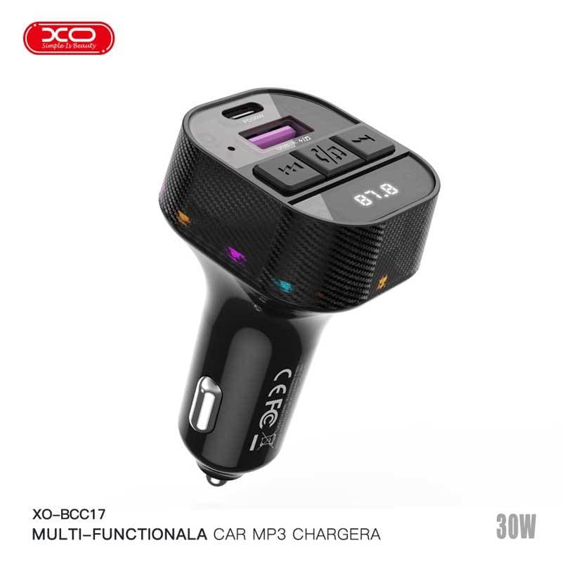 شارژر فندکی و اف ام پلیر بلوتوثی 30 وات ایکس او XO-BCC17 + کابل تبدیل تایپ سی — تصویر ۵