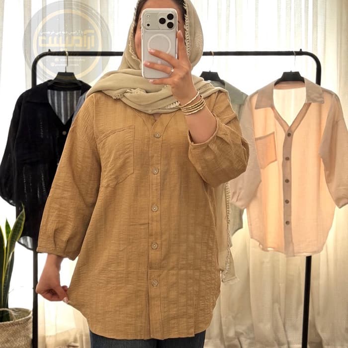 شومیز شانتون یقه شکاری