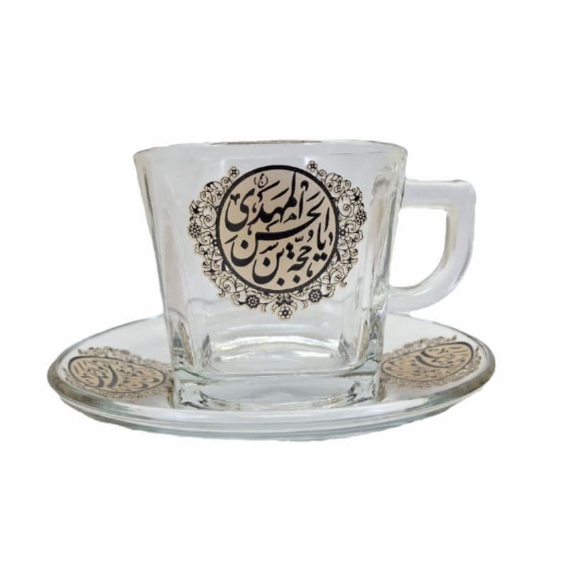 نیم لیوان و نعلبکی دسته دار مدل ربعی-طرح امام زمان عج دست ۶تایی کد 104629 — تصویر ۳