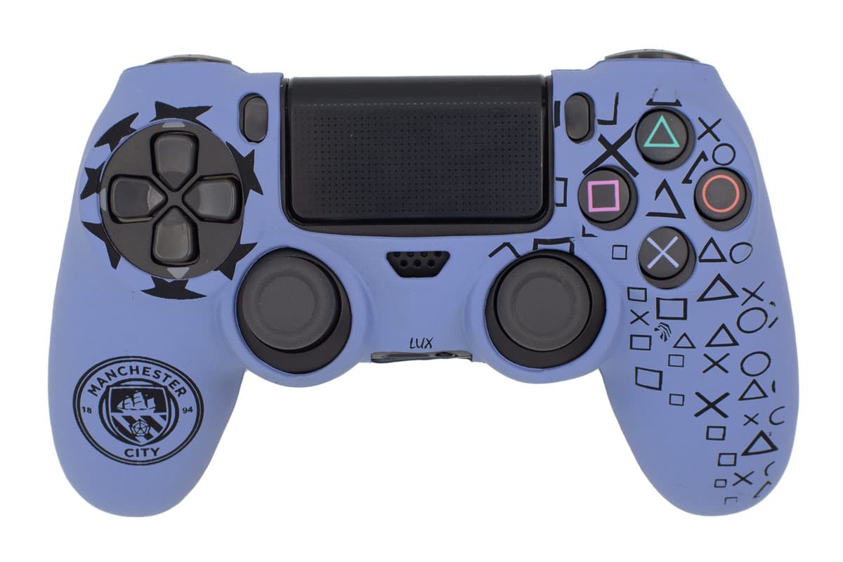 روکش محافظ دسته PS4 لیزری آبی مشکی طرح منچستر سیتی — تصویر ۲