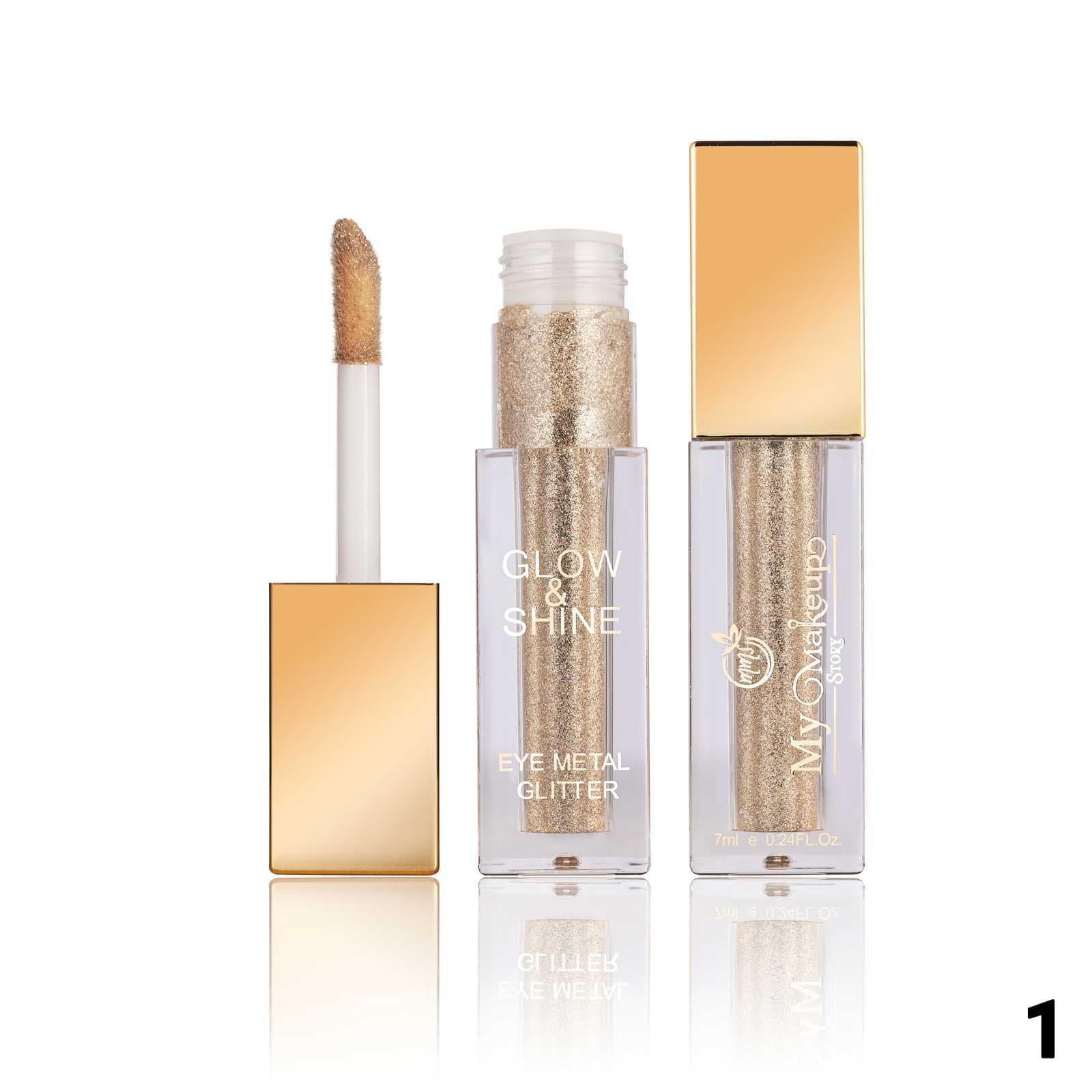 سایه مایع گلیتری مای میکاپ استوری My Makeup Story مدل Glow and Shine شماره EG01 حجم 7 میل اورجینال