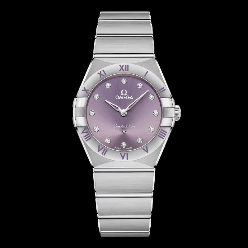 امگا Constellation Quartz 28 بنفش نگین‌دار | رفرنس 131.10.28.60.60.002