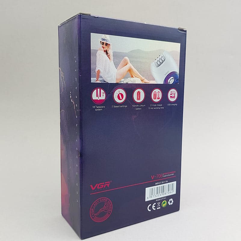 اپیلاتور زنانه حرفه ای وی جی آر VGR مدل V-706 کد 38238 — تصویر ۲