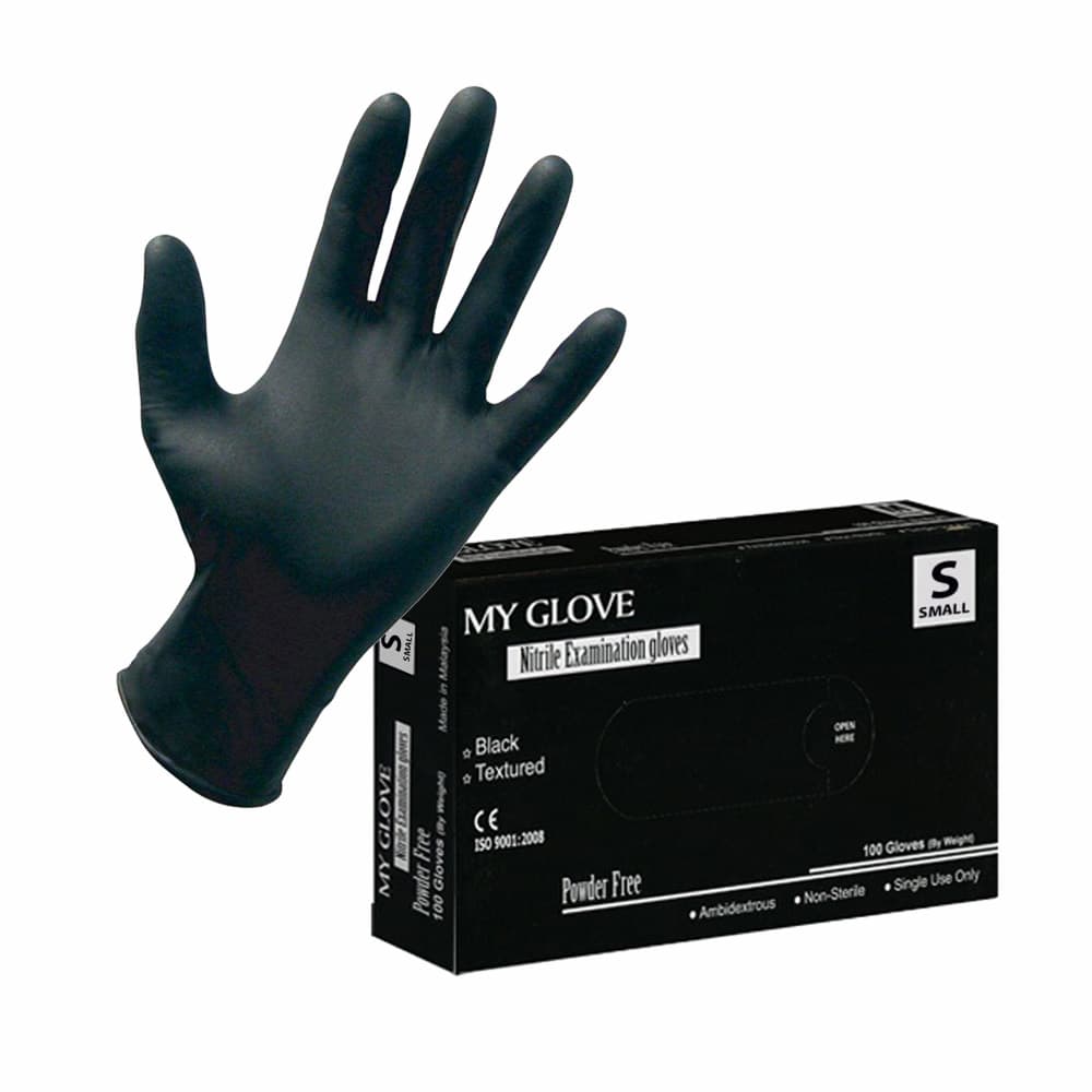 دستکش لاتکس نیتریل مشکی/آبی My glove S