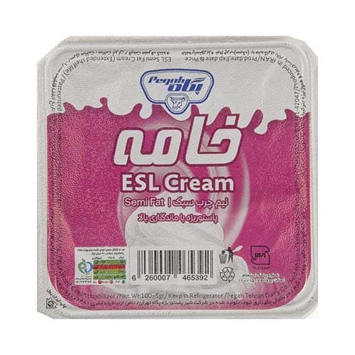 خامه پاستوريزه ESL ليواني 100 گرمي چهارگوش30درصد پگاه