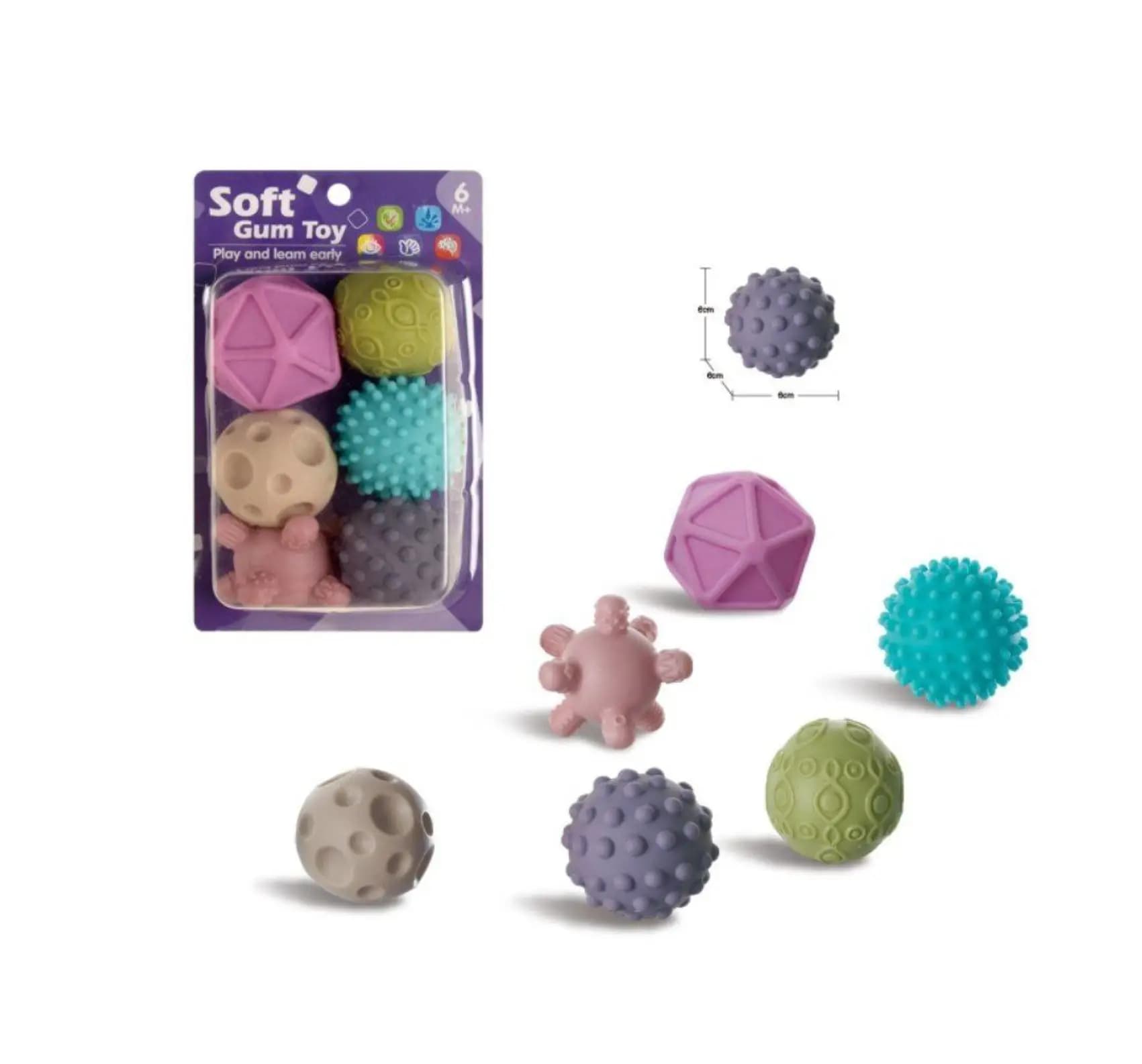 ست توپ حسی نوزادی شش عددی Soft