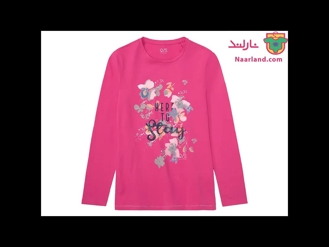 تیشرت آستین بلند QS آلمان ، رنگ صورتی گلدار