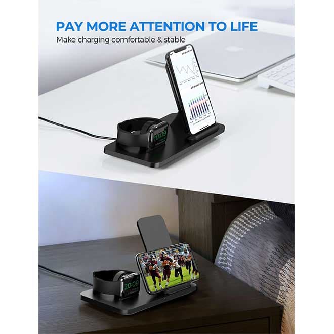 پایه شارژر بی سیم سریع سنئو Seneo WaveMat 193 Fast Wireless Charger Stand — تصویر ۵