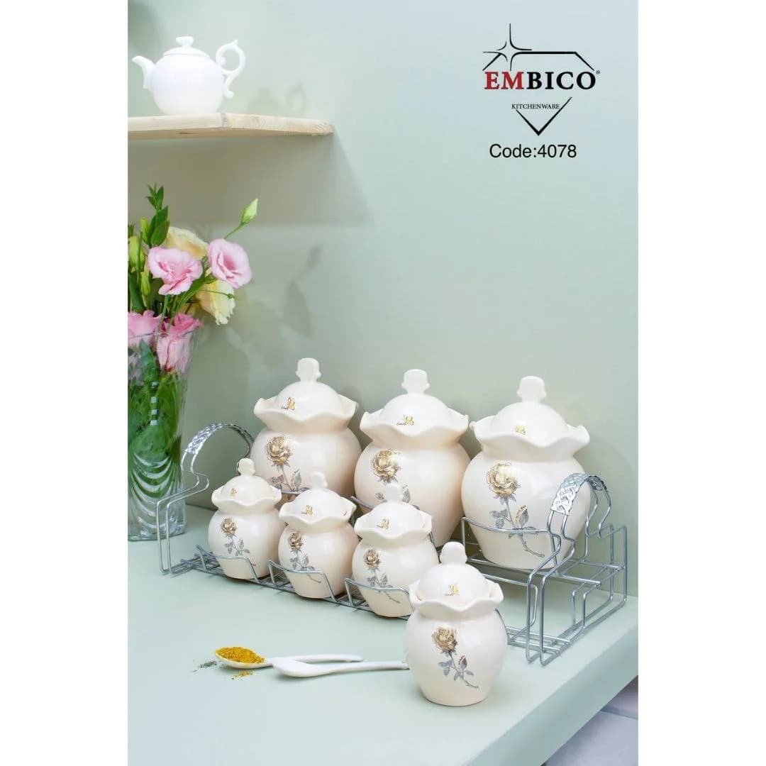 سرویس پاسماوری مدل وانا گل رز آب طلا برند EMBICO کد 4078