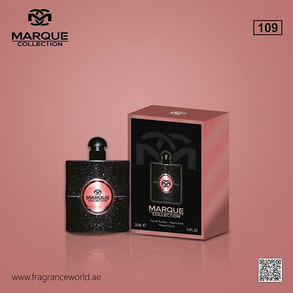عطر ادکلن زنانه بلک اپیوم فراگرنس ورد مارکویی کالکشن کد 109 (Yves Saint Laurent Black Opium) حجم 25 میل — تصویر ۲